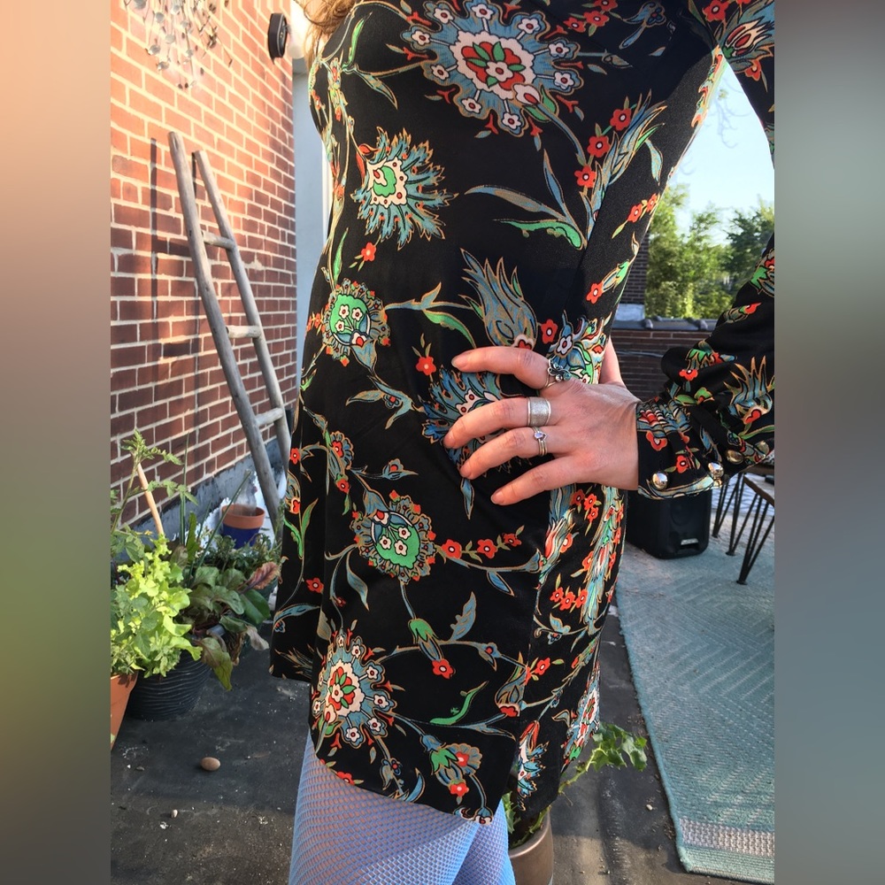 Super 60’s Mod Puff Sleeve Slinky Paisley Print Hendrix meets MINI Super Button - Picture 6 of 16